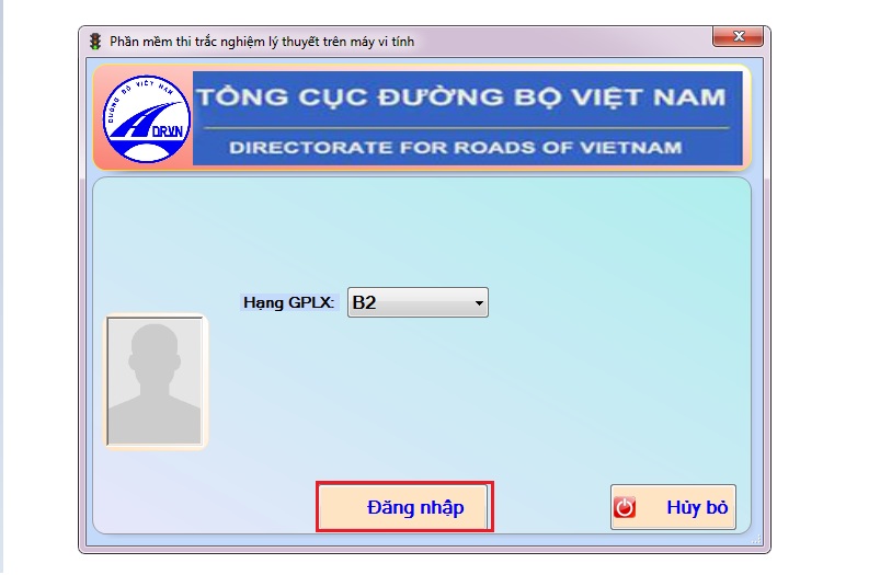 đang nhập vào phần mềm 600 câu hỏi thi sát hạch lái xe ô tô